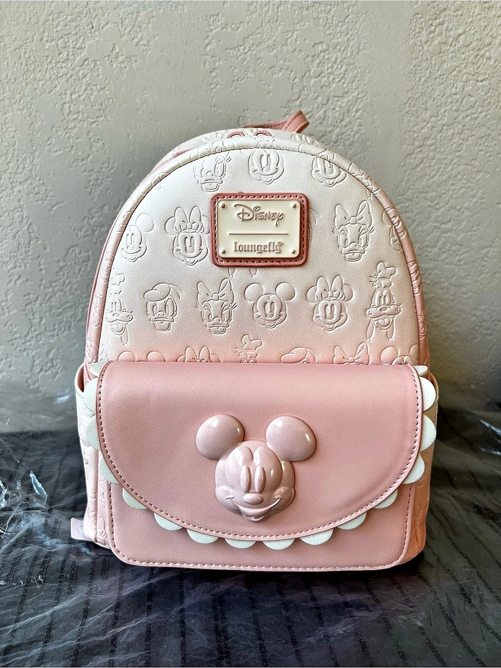 Loungefly Disney Mickey and Friends All-Over Print Pink Ombré Mini Backpack NWT